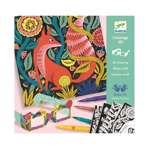 Výtvarný set s 7 kaligrafickými fixami a 3D okuliarmi Djeco Les-image-2