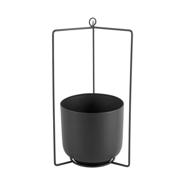 Čierny kovový závesný kvetináč PT LIVING Spatial, výška 36 cm