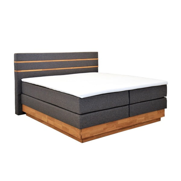 Sivá dvojlôžková bo×spring posteľ Sinkro Lineo, 180 × 200 cm