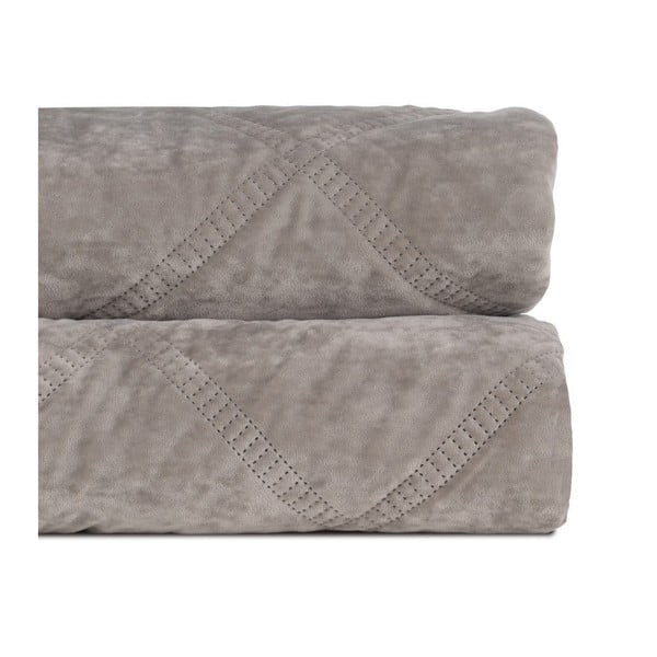 Sivý zamatový prešívaný pléd 230x260 cm – Ixia