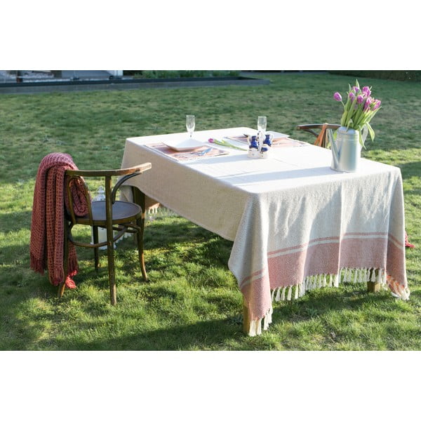 Béžovo-čierny bavlnený obrus Tiseco Home Studio, 250 x 150 cm-image-1