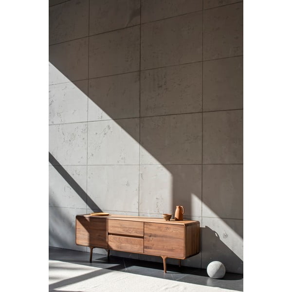 Hnedý TV stolík z orechového dreva 180x65x45 cm Fawn – Gazzda-image-4