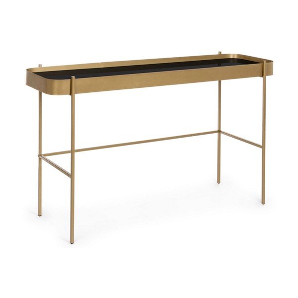 Konzolový stolík so sklenenou doskou v zlatej farbe 43x120,5 cm Rashida – Bizzotto