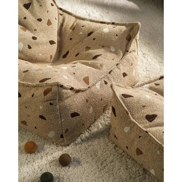 Svetlohnedý detský sedací vak z textílie buklé/ženilkový Terrazzo Chair – Wigiwama-image-2