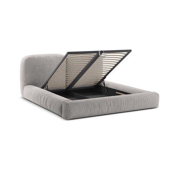 Svetlosivá čalúnená dvojlôžková posteľ s úložným priestorom s roštom 160x200 cm Martina – Micadoni -image-2