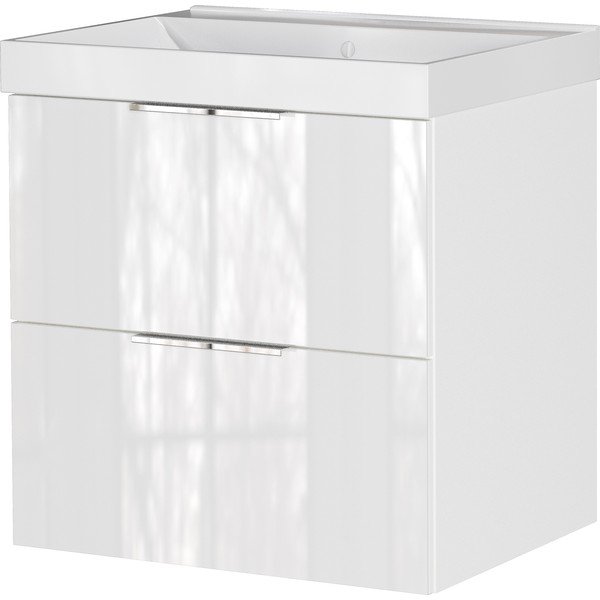 Biela lesklá závesná skrinka pod umývadlo 61x65 cm Celano – Germania