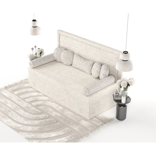 Krémovobiela čalúnená jednolôžková posteľ 90x200 cm Scala – Maison de Rêve-image-3