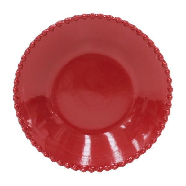 Rubínovočervený kameninový tanier na polievku Costa Nova Pearl, ⌀ 24 cm