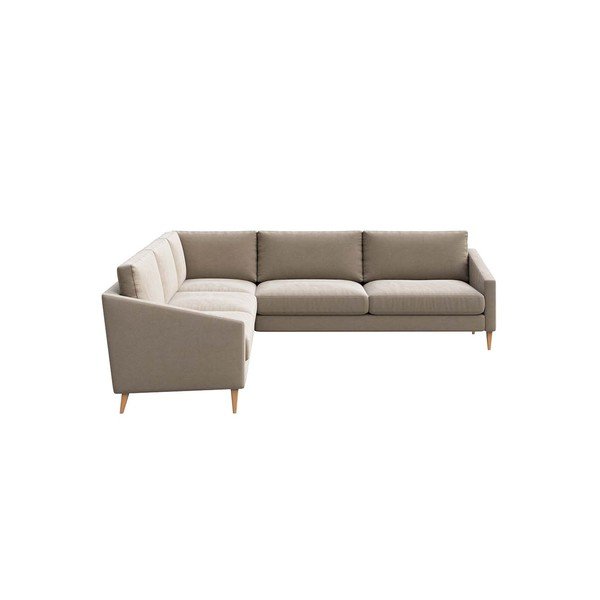 Béžová zamatová rohová pohovka Karoto – Ame Yens-image-3