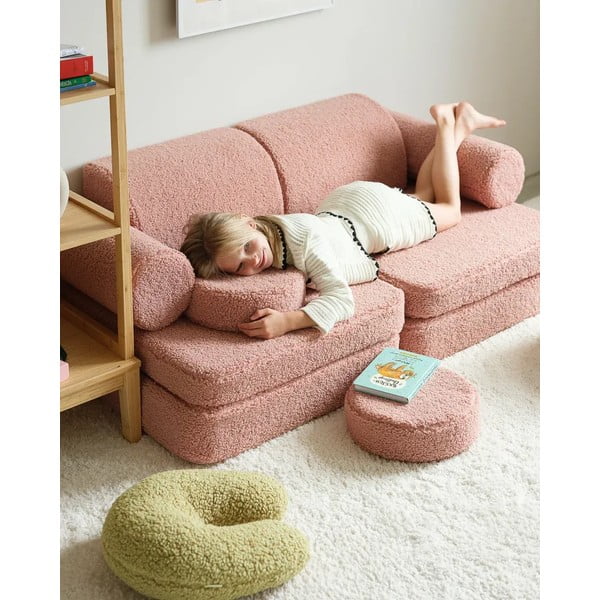 Zelený detský pohovkový vankúš z textílie buklé U – Wigiwama-image-2