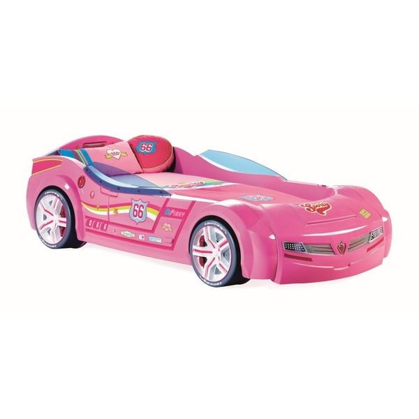 Ružová detská posteľ v tvare auta Biturbo Carbed Pink, 90 × 195 cm
