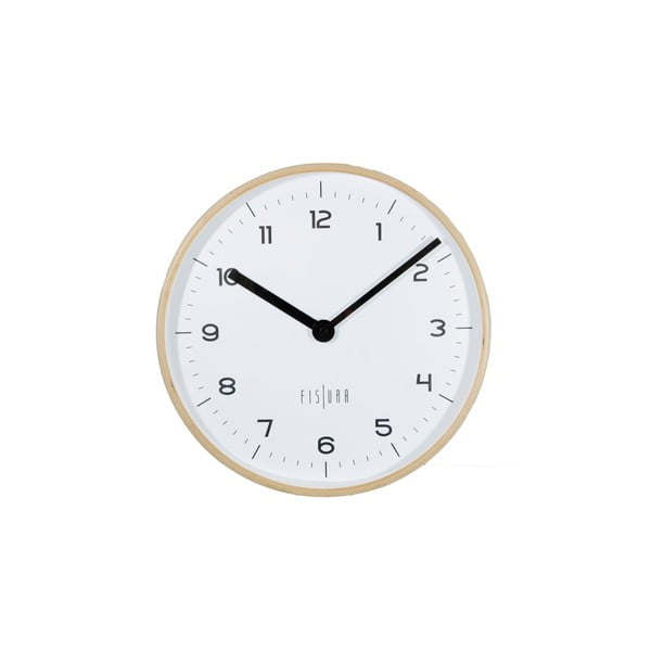 Biele nástenné hodiny Fisura Reloj Pared Woody Blanco, ⌀ 30 cm