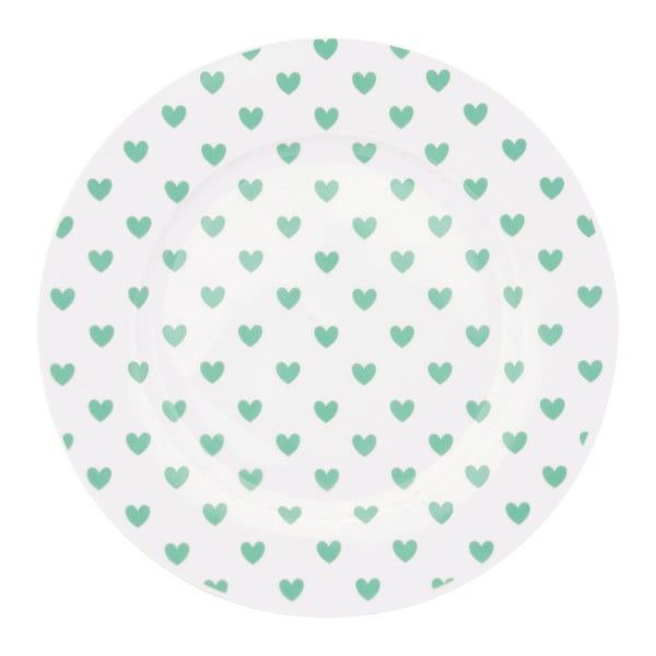Keramický tanier Miss Étoile Emerald Hearts, ⌀ 25 cm
