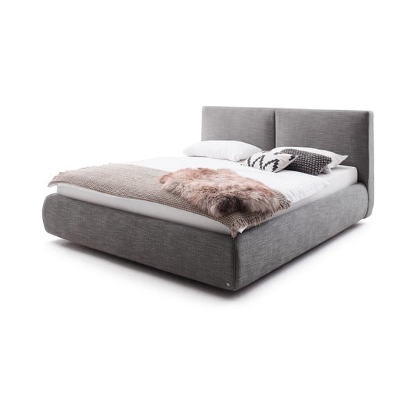 Tmavosivá čalúnená dvojlôžková posteľ s úložným priestorom s roštom 180x200 cm Atesio – Meise Möbel-image-3