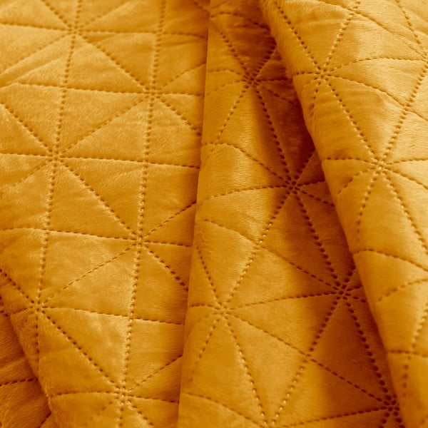 Žltý zamatový prešívaný pléd 260x280 cm Laila – AmeliaHome-image-3