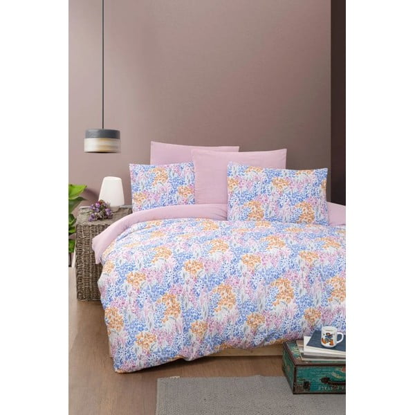 Ružovo-fialové štvordielne predĺžené obliečky na dvojlôžko s plachtou 160x220 cm Colorful – Mila Home