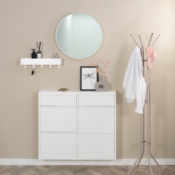 Biela kovová výklopná skrinka na topánky 98x86x15 cm Billy – Spinder Design-image-1