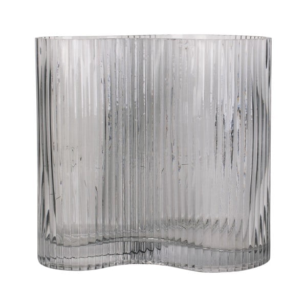 Sivá sklenená váza PT LIVING Wave, výška 18 cm