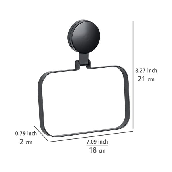 Čierny nástenný držiak na uterák Wenko Static-Loc® Plus-image-3