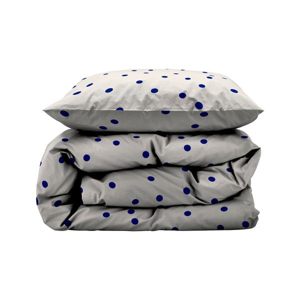 Modro-béžové predĺžené obliečky na jednolôžko z bavlneného saténu 140x220 cm Solaris – Södahl