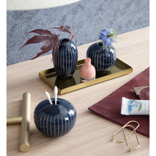 Súprava 3 miniatúrnych kameninových tmavomodrých váz Kähler Design Hammershoi Miniature-image-2