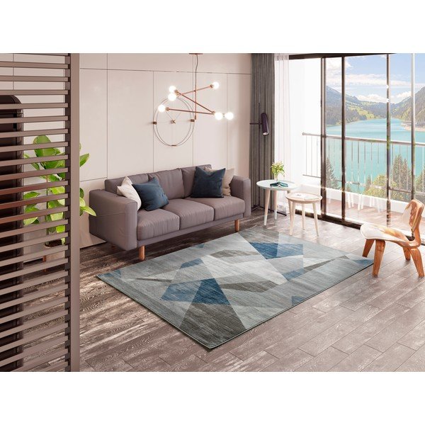 Sivo-modrý koberec Universal Babek Geo, 133 x 195 cm-image-1