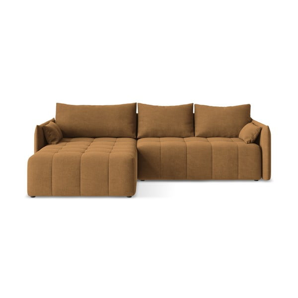 Terakotová rozkladacia/s úložným priestorom rohová pohovka (ľavý roh/s leňoškou) Moku – Makamii