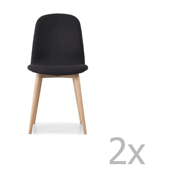 Sada 2 antracitovočiernych jedálenských stoličiek s nohami z dubového dreva WOOD AND VISION Basic