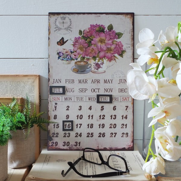 Stolový kovový kalendár Flowers
