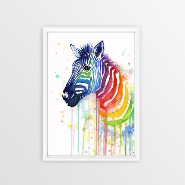 Obraz s farebnou zebrou Piacenza Art Rainbow Zebra, 30 × 20 cm