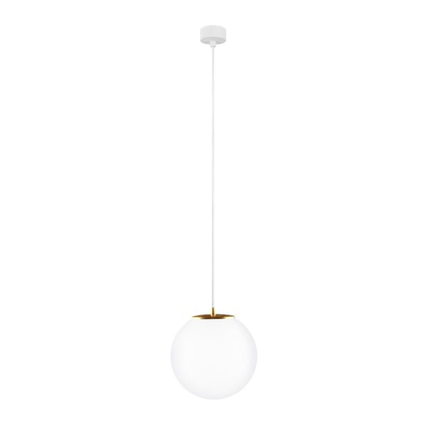 Biele stropné svietidlo s bielym káblom a detailom v zlatej farbe Sotto Luce Tsuri, ∅ 25 cm