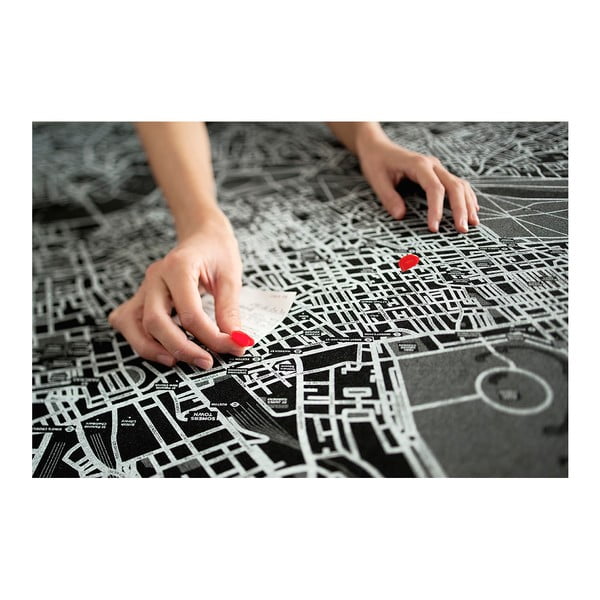 Čierna nástenná mapa sveta Palomar Pin World, 126 × 68 cm-image-2