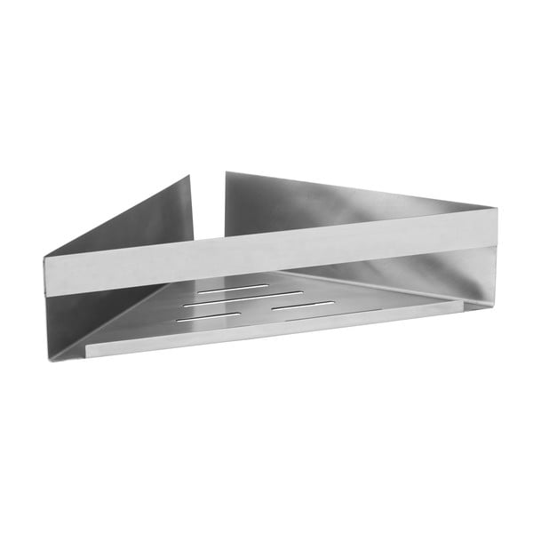 V matne striebornej farbe rohová samodržiaca kúpeľňová polička z nehrdzavejúcej ocele Genova – Wenko-image-1