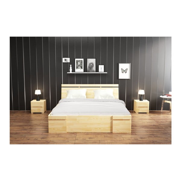 Dvojlôžková posteľ z borovicového dreva so zásuvkou SKANDICA Sparta Maxi, 140 × 200 cm-image-4