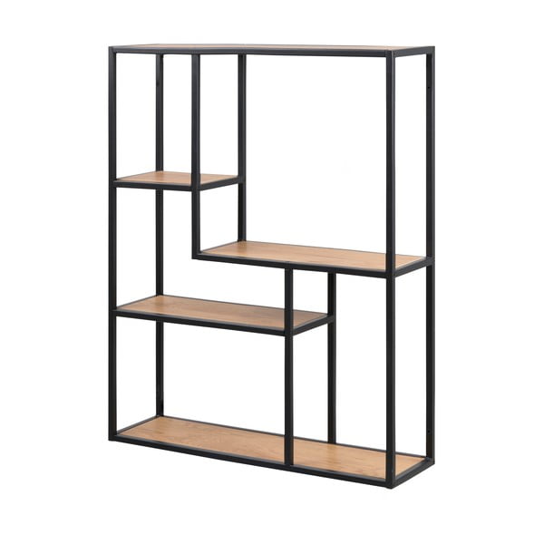 Nástenná knižnica v dekore duba v čierno-prírodnej farbe 75x91 cm Seaford – Actona-image-2