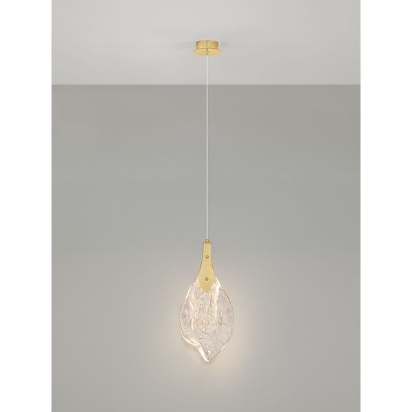 Oceľové LED závesné svietidlo so stmievačom v zlatej farbe so skleneným tienidlom ø 17,5 cm Bellina – Nova Luce-image-4