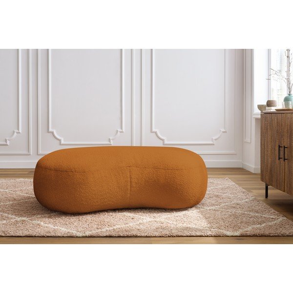 Podnožka z textílie bouclé v horčicovohnedej farbe Saint-Germain – Bobochic Paris-image-1