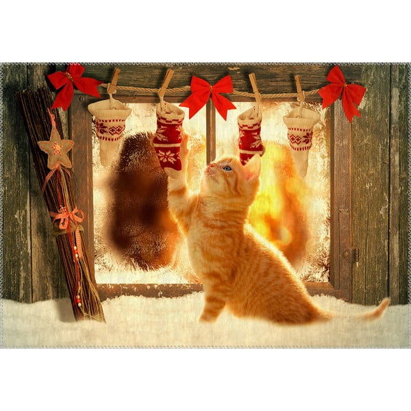 Koberec Vitaus Vianočné obdobie Hravá mačka, 50 x 80 cm