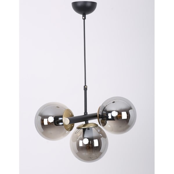 Čierne/sivé závesné svietidlo so skleneným tienidlom ø 15 cm Cascade – Squid Lighting-image-4