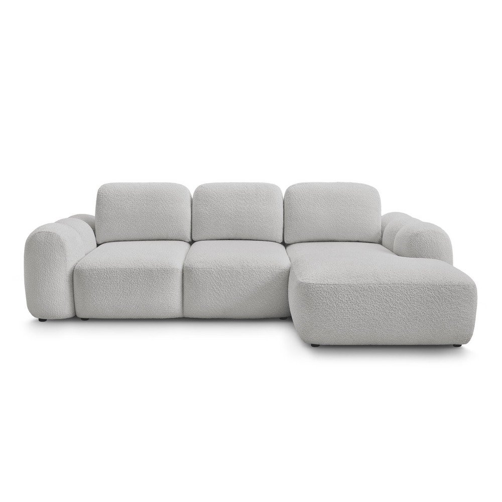 Svetlosivá rozkladacia/s úložným priestorom rohová pohovka z textílie buklé (pravý roh/s leňoškou) Montaigne – Bobochic Paris