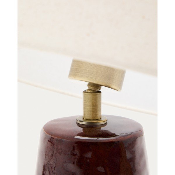 Červená/biela stolová lampa s textilným tienidlom (výška  49 cm) Drava – Kave Home-image-3