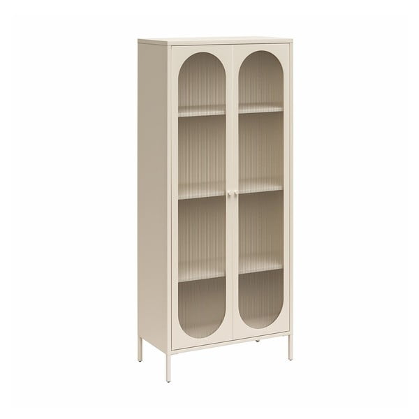 Krémovobiela kovová vitrína 80x186x40 cm Luna – Støraa-image-2