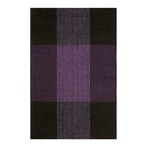 Fialovo-čierny ručne tkaný vlnený koberec Linie Design Bologna, 50 × 80 cm
