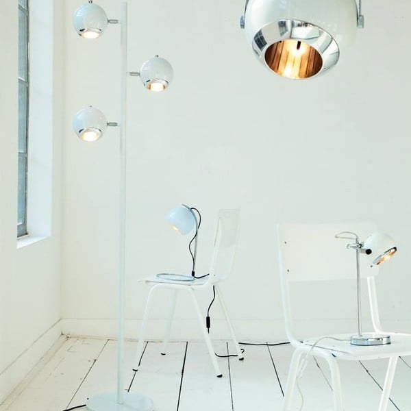 Retro stolová lampa, biela-image-1