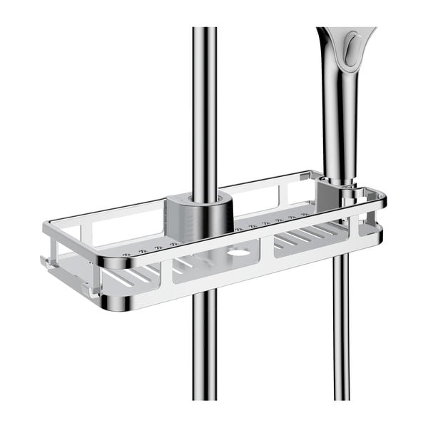 Samodržiaca plastová kúpeľňová polička v lesklej striebornej farbe Libertà - Wenko-image-2