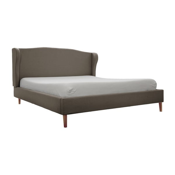 Sivá posteľ s prírodnými nohami Vivonita Windsor, 160 × 200 cm