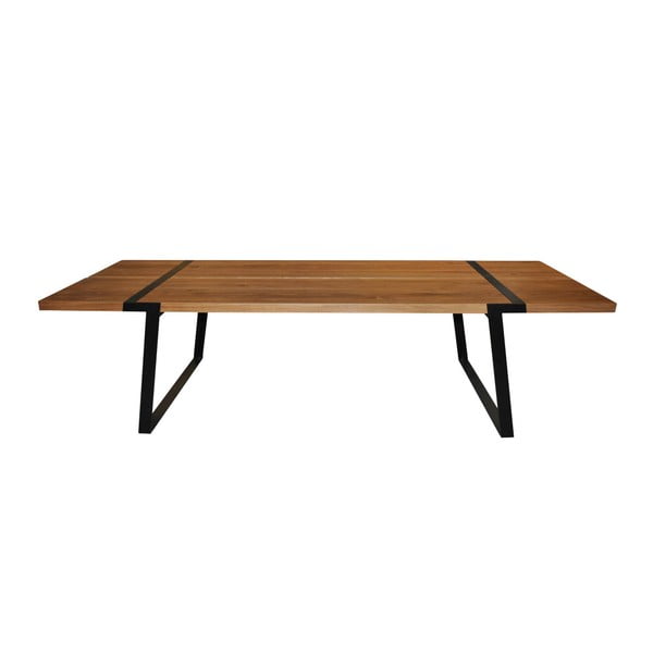 Tmavý drevený jedálenský stôl s čiernym podnožím Canett Gigant, 240 cm