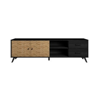 Čierny TV stolík v dekore exotického dreva 181x53 cm Hanoi - Marckeric