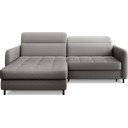 Sivá zamatová rozkladacia/s úložným priestorom rohová pohovka (ľavý roh/s leňoškou) Gomsi – ELTAP