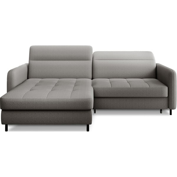 Sivá zamatová rozkladacia/s úložným priestorom rohová pohovka (ľavý roh/s leňoškou) Gomsi – ELTAP